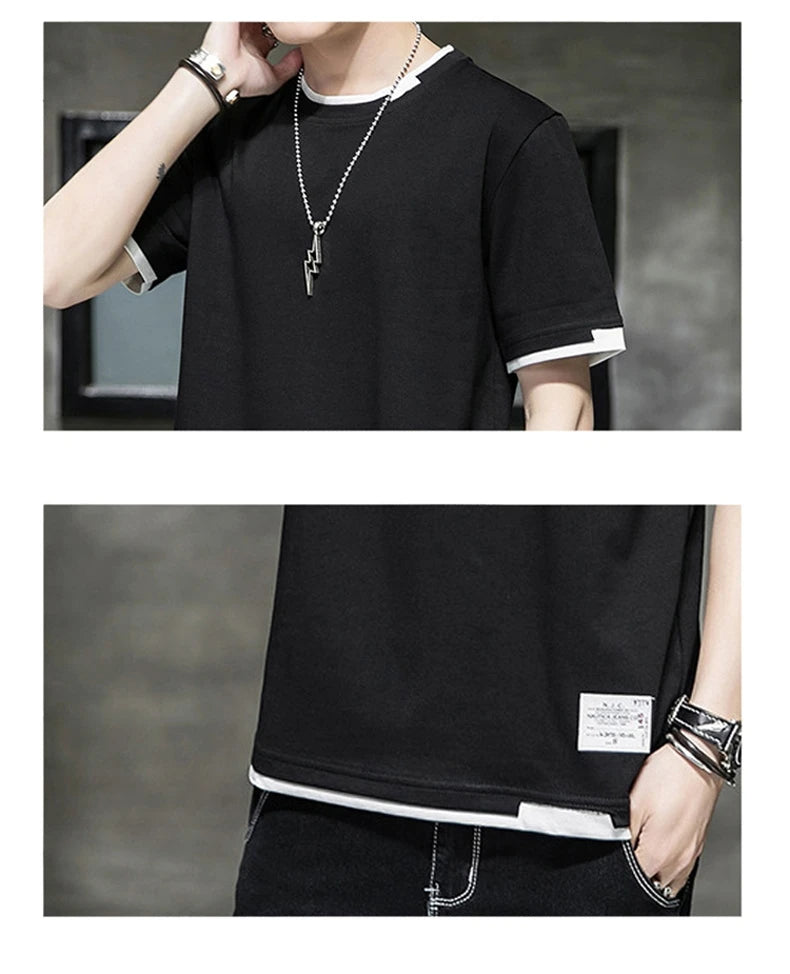 FGKKS 2024 Casual T-shirt For Men Pure Cotton Breathable Fashion Short Sleeve High Quality Design Casual T-shirt For Men