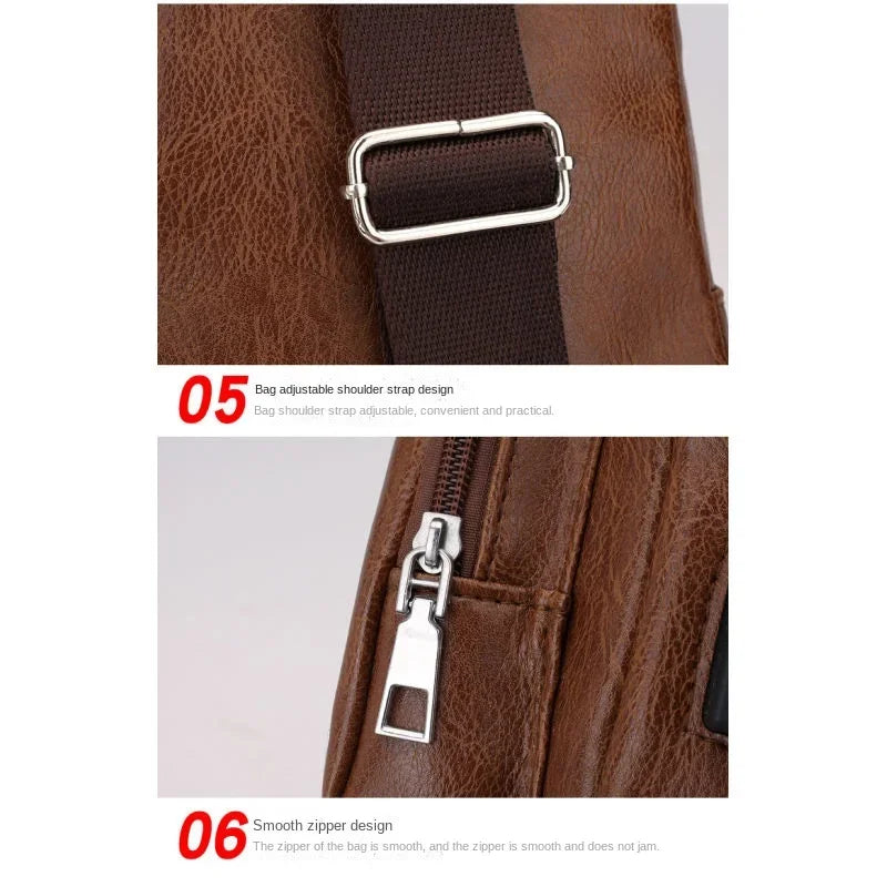 Mens Chest Bag With Headphone Jack Usb Shoulder Strap