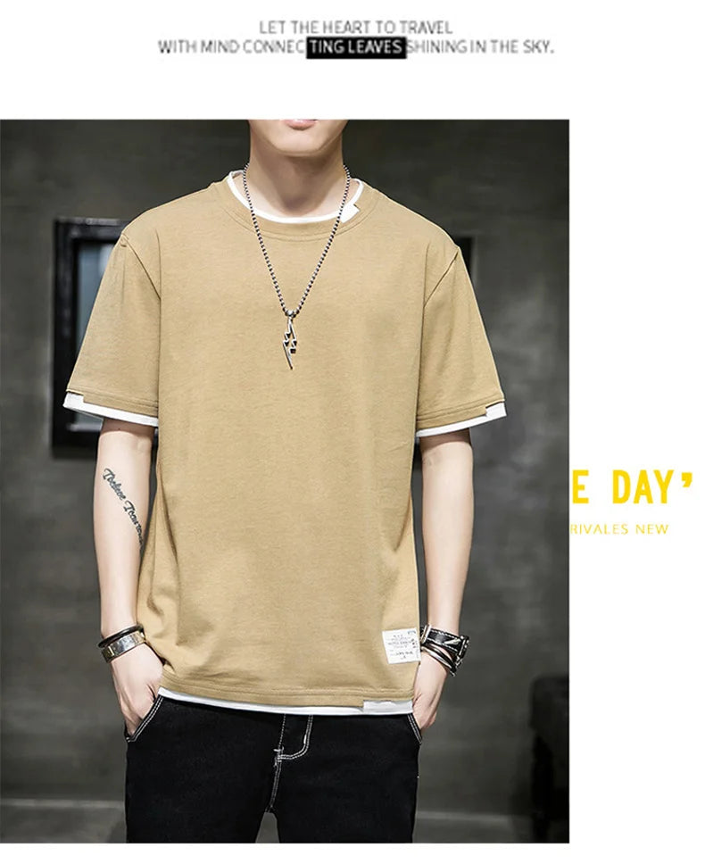 FGKKS 2024 Casual T-shirt For Men Pure Cotton Breathable Fashion Short Sleeve High Quality Design Casual T-shirt For Men