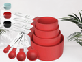 Red Measuring Cup & Spoon Set – Stainless Steel