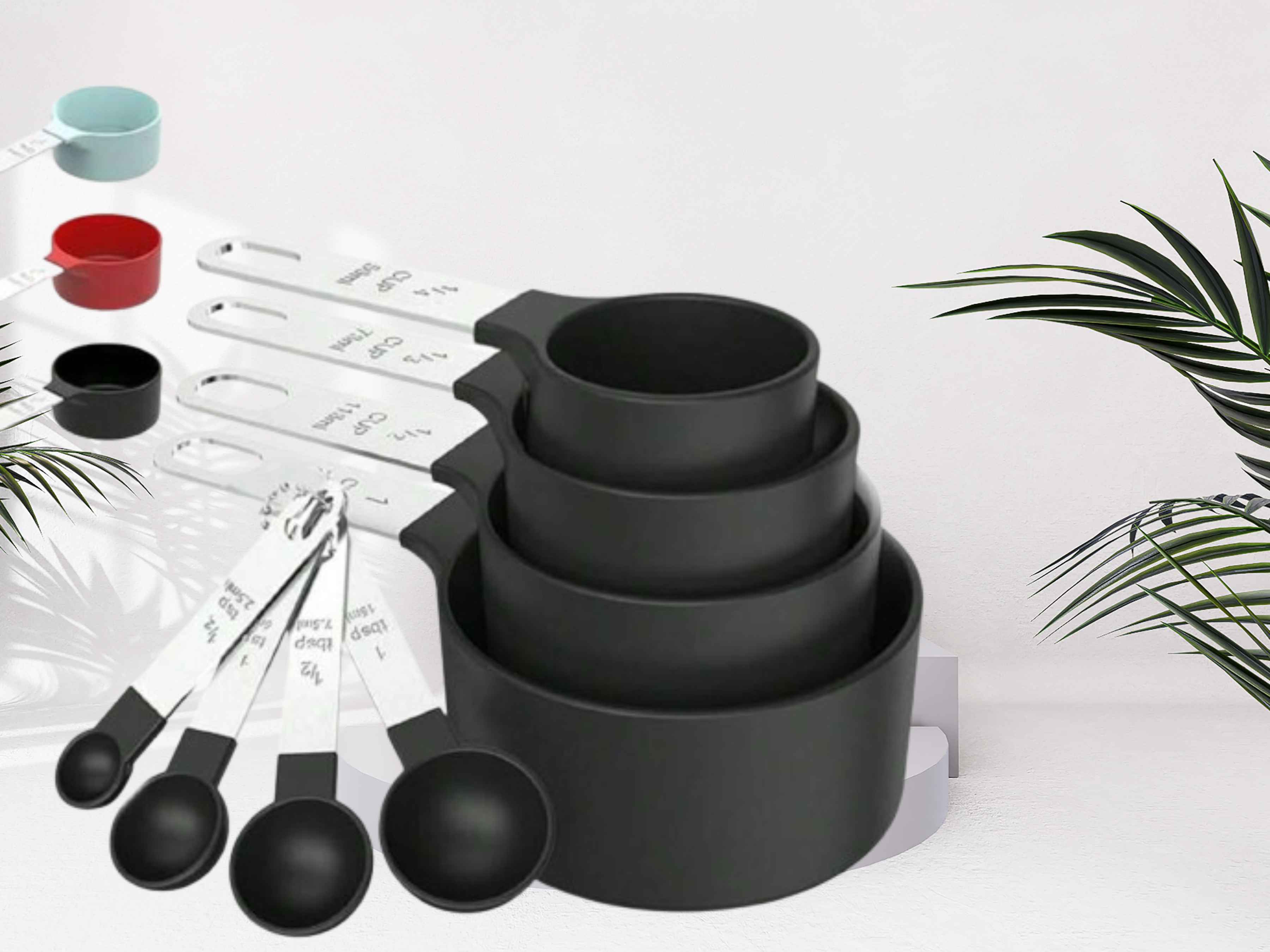 Black Measuring Cup & Spoon Set – Stainless Steel