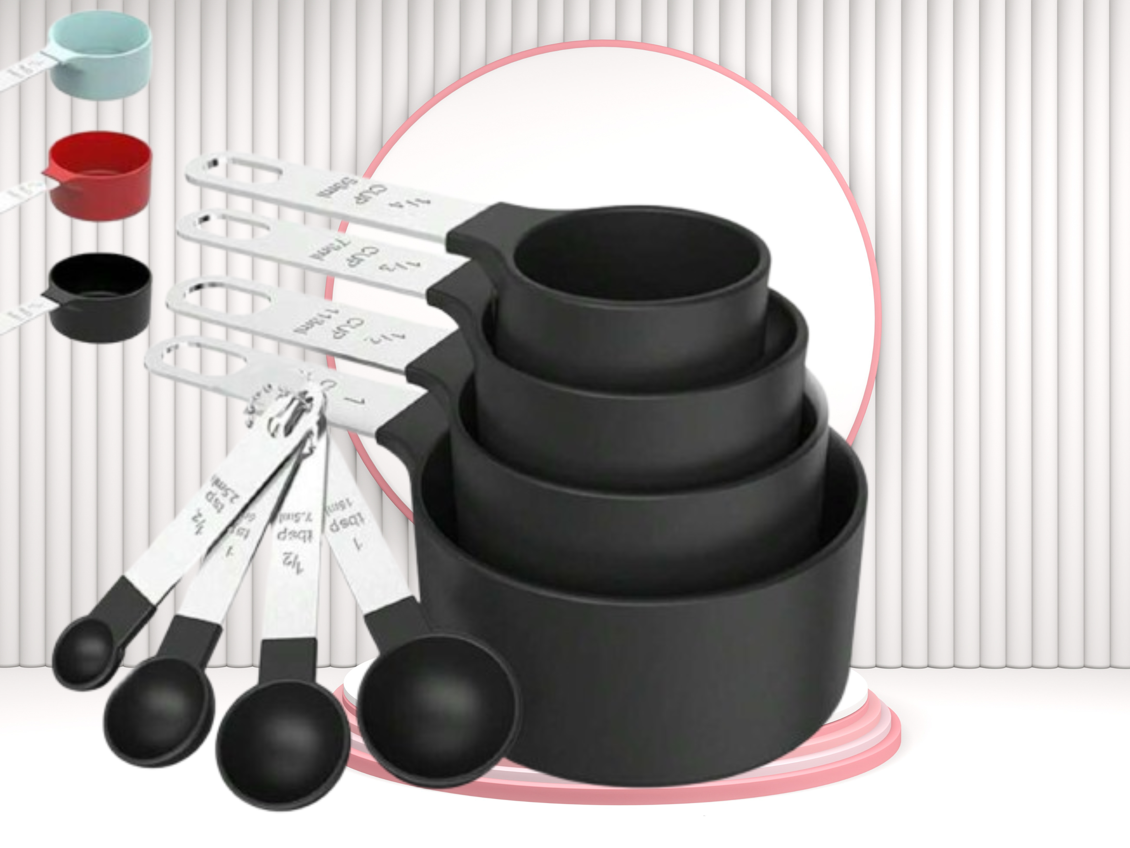 Black Measuring Cup & Spoon Set – Stainless Steel