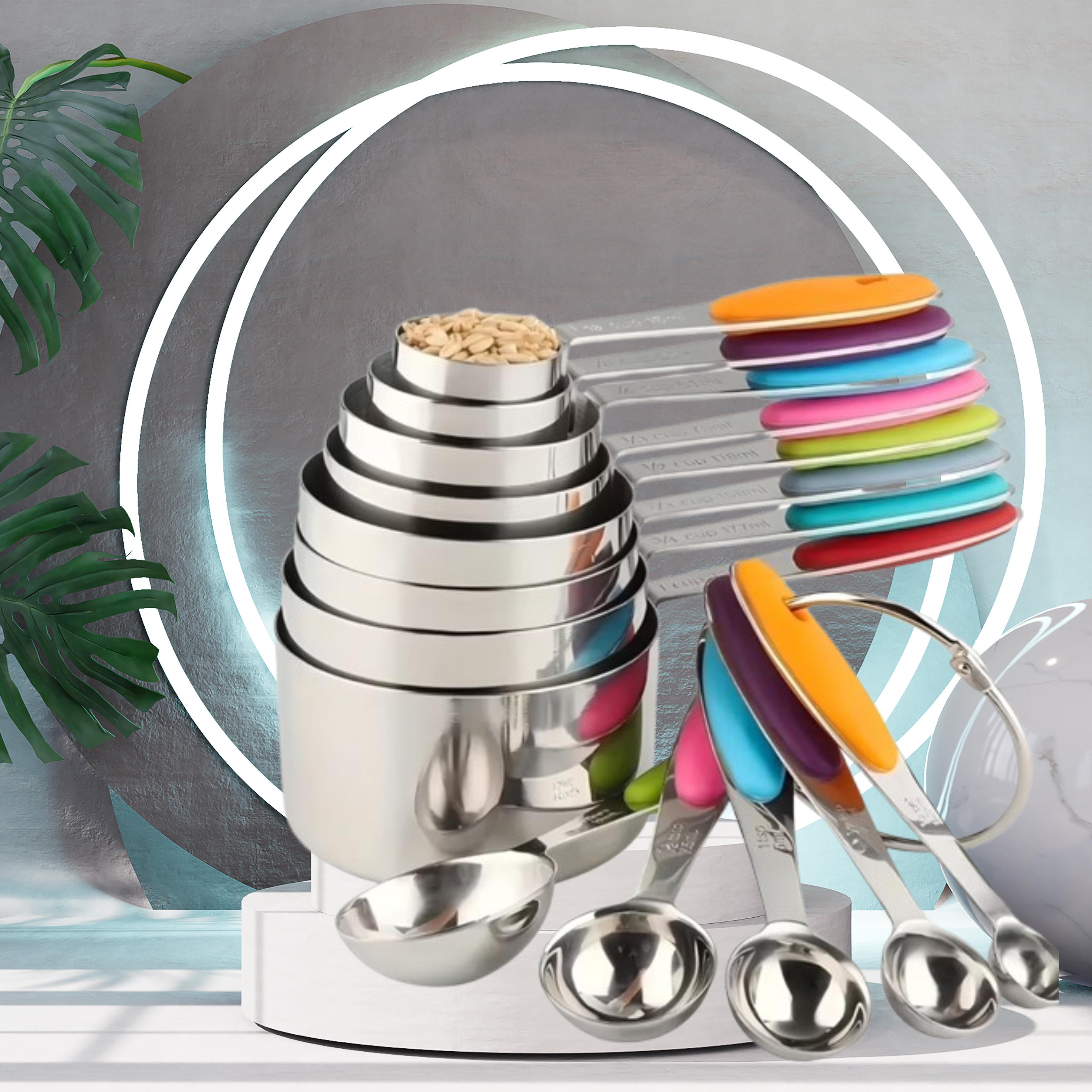 Stainless Steel Measuring Cup & Spoon Set