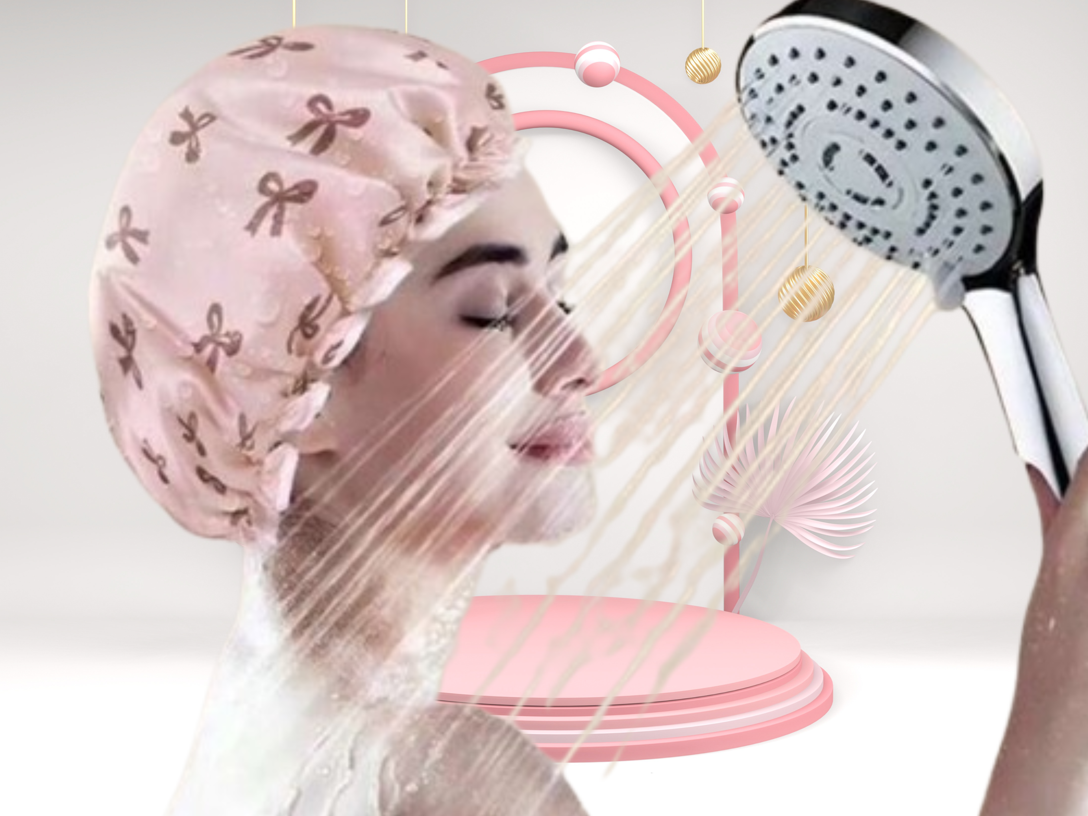 3 Double Layer Shower Cap For Daily Use