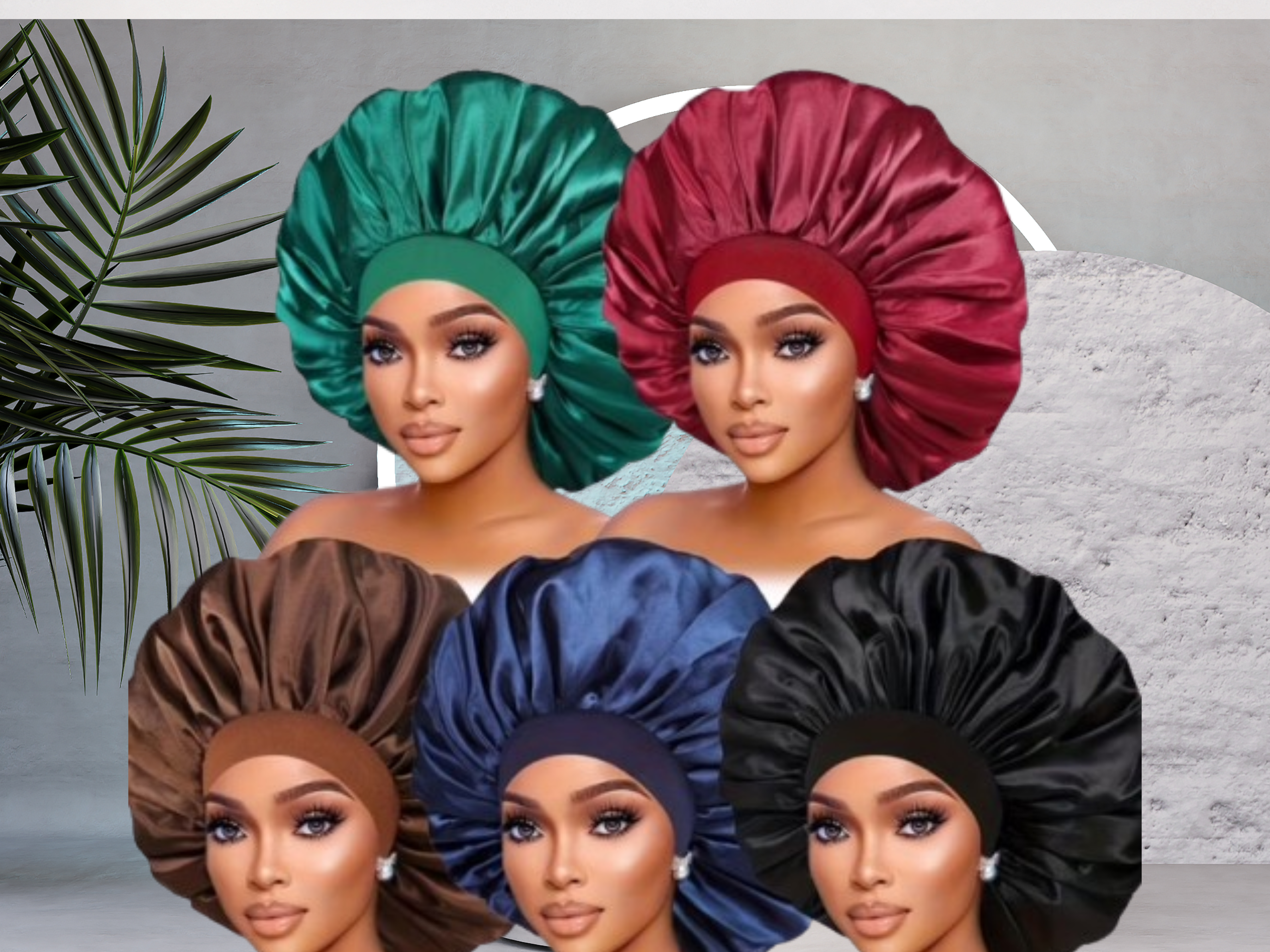 Premium Silky Satin Bonnets – 5-Piece Set for Hair Protection