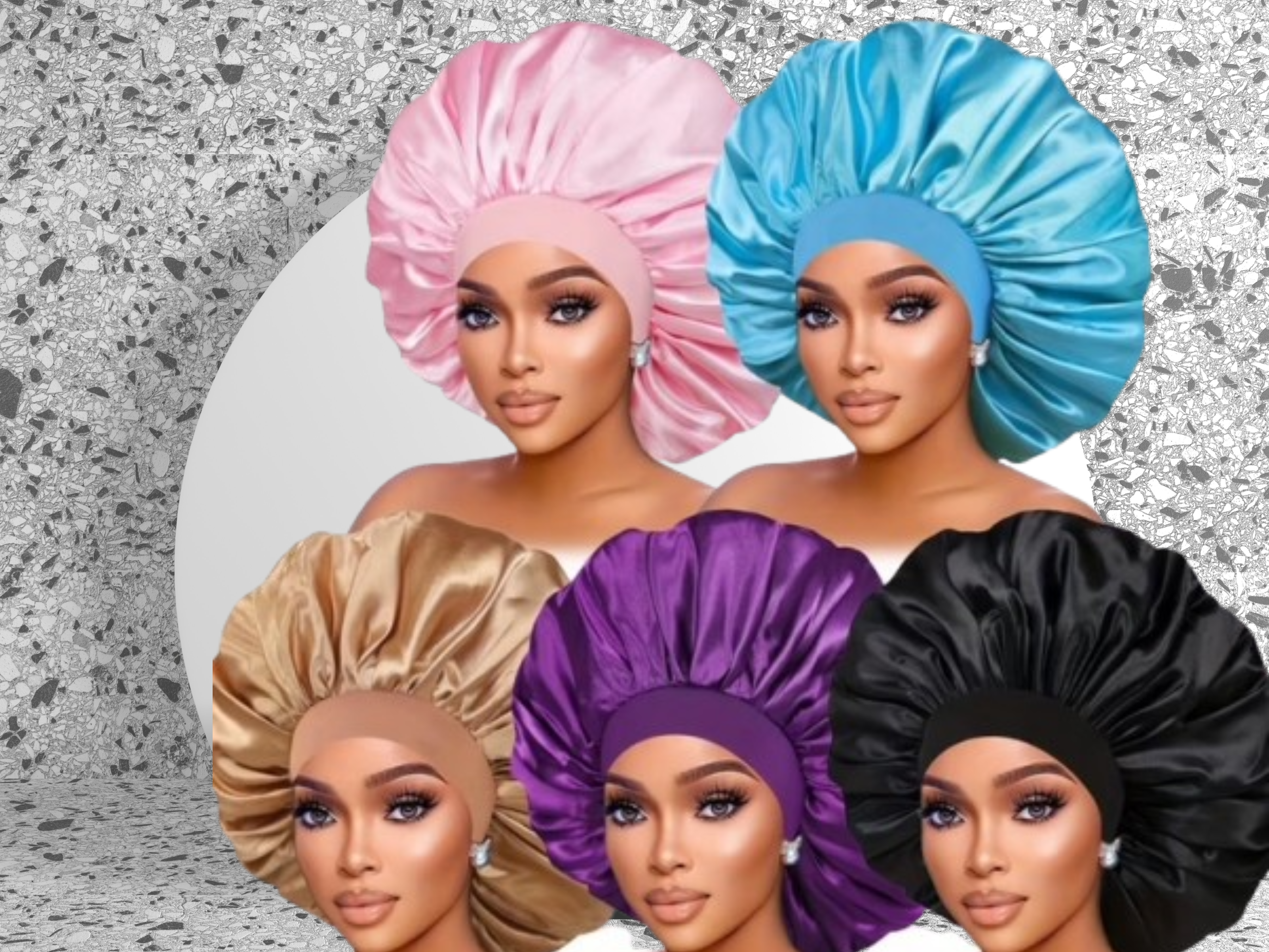 Premium Silky Satin Bonnets – 5-Piece Set for Hair Protection