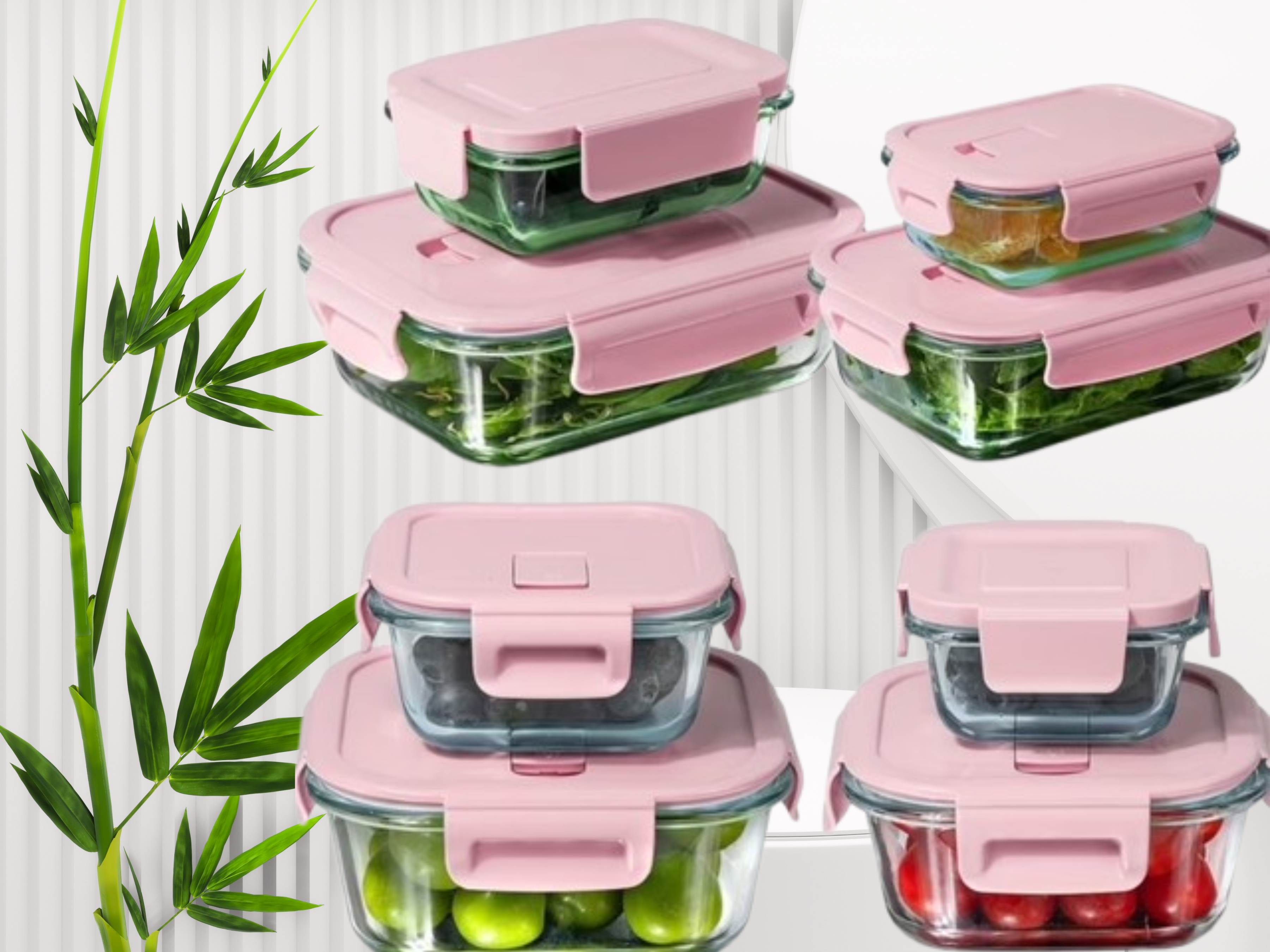 8-Piece Pink Food Storage Container Set