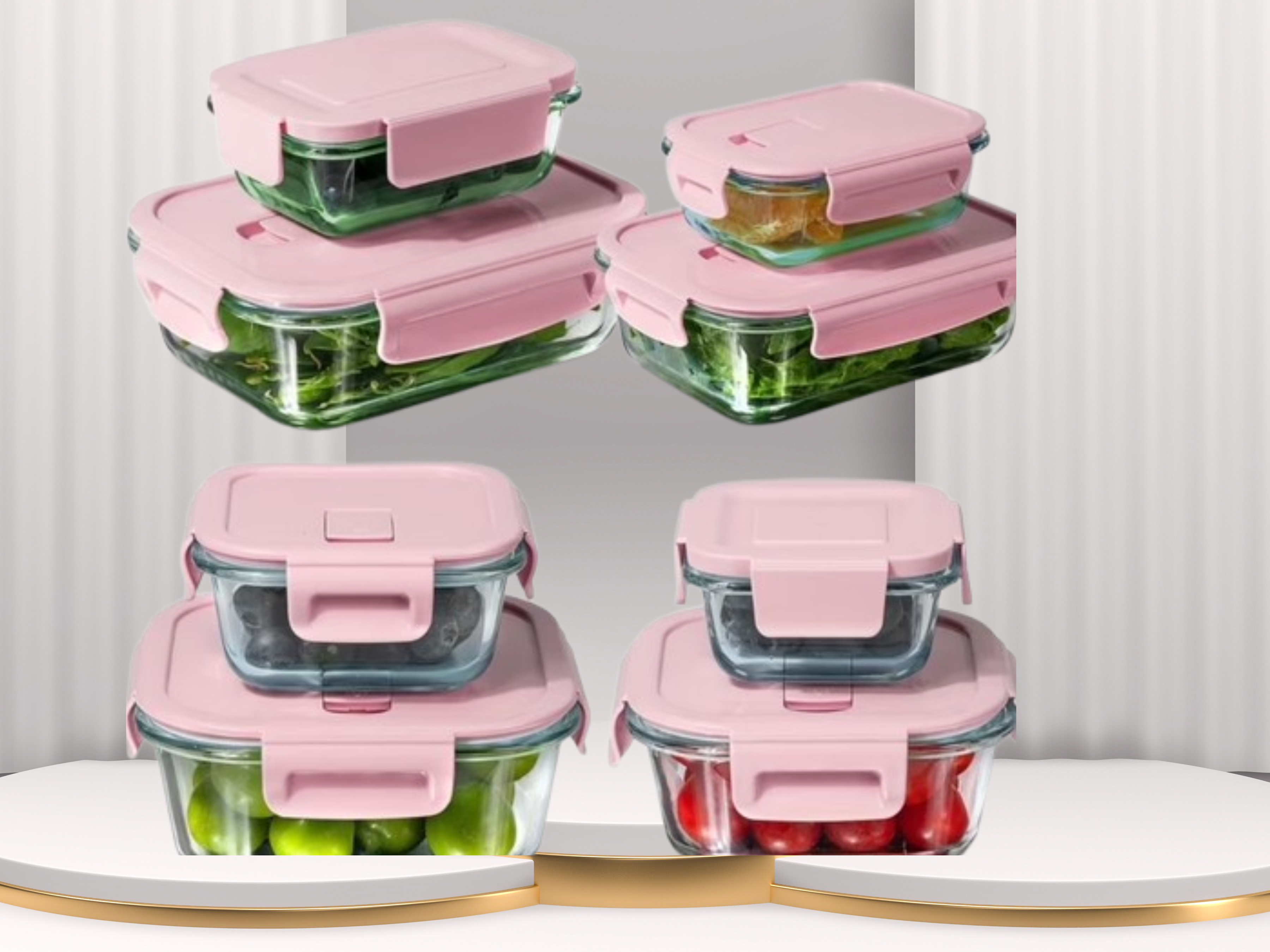 8-Piece Pink Food Storage Container Set