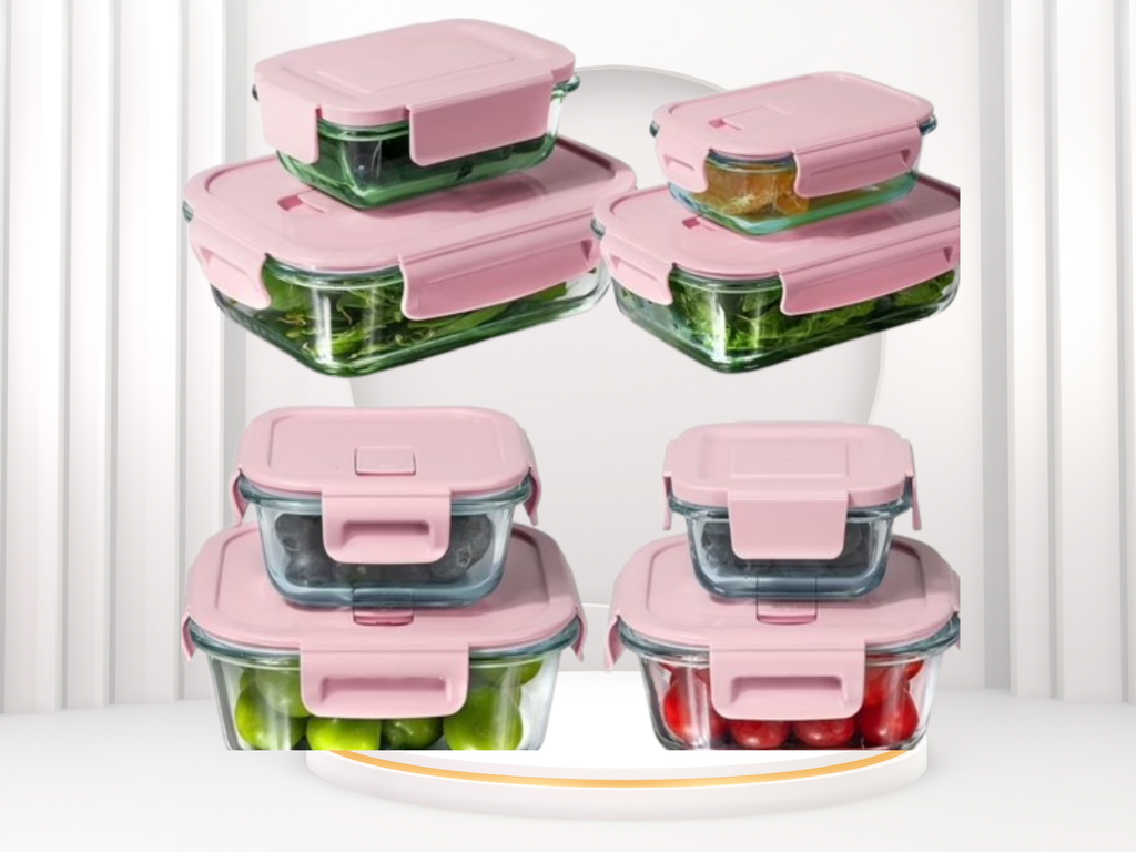 8-Piece Pink Food Storage Container Set