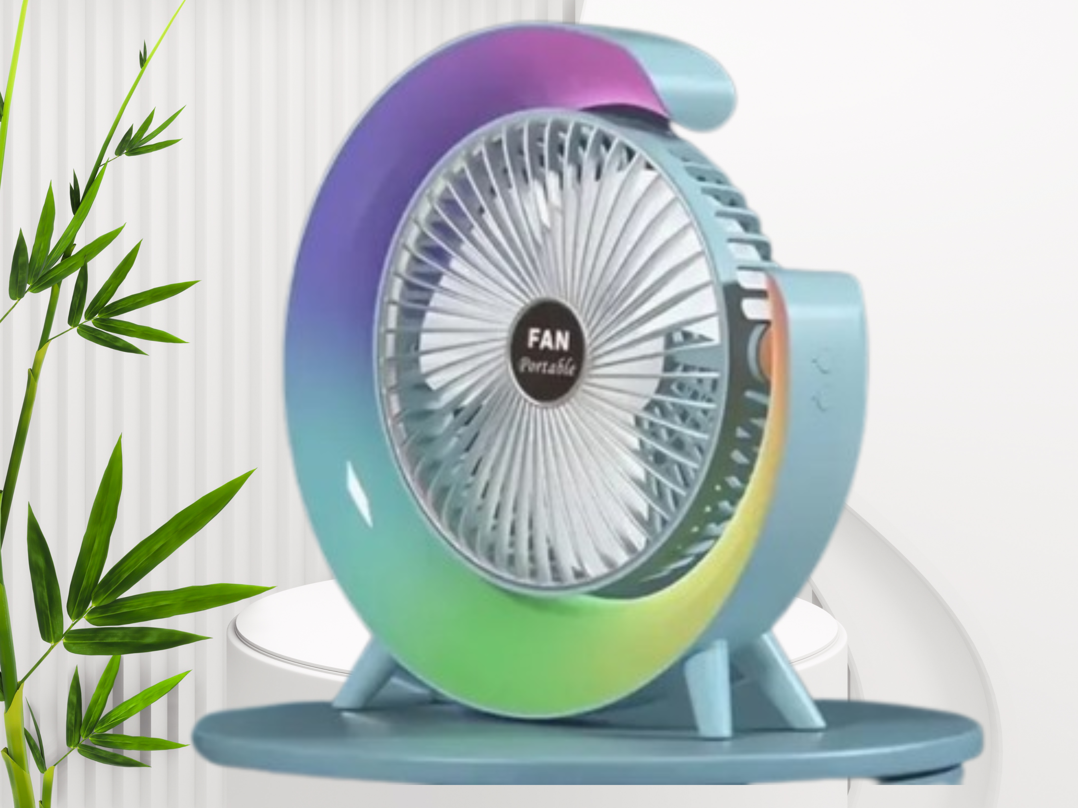 USB Rechargeable Desktop Fan with Colorful Light