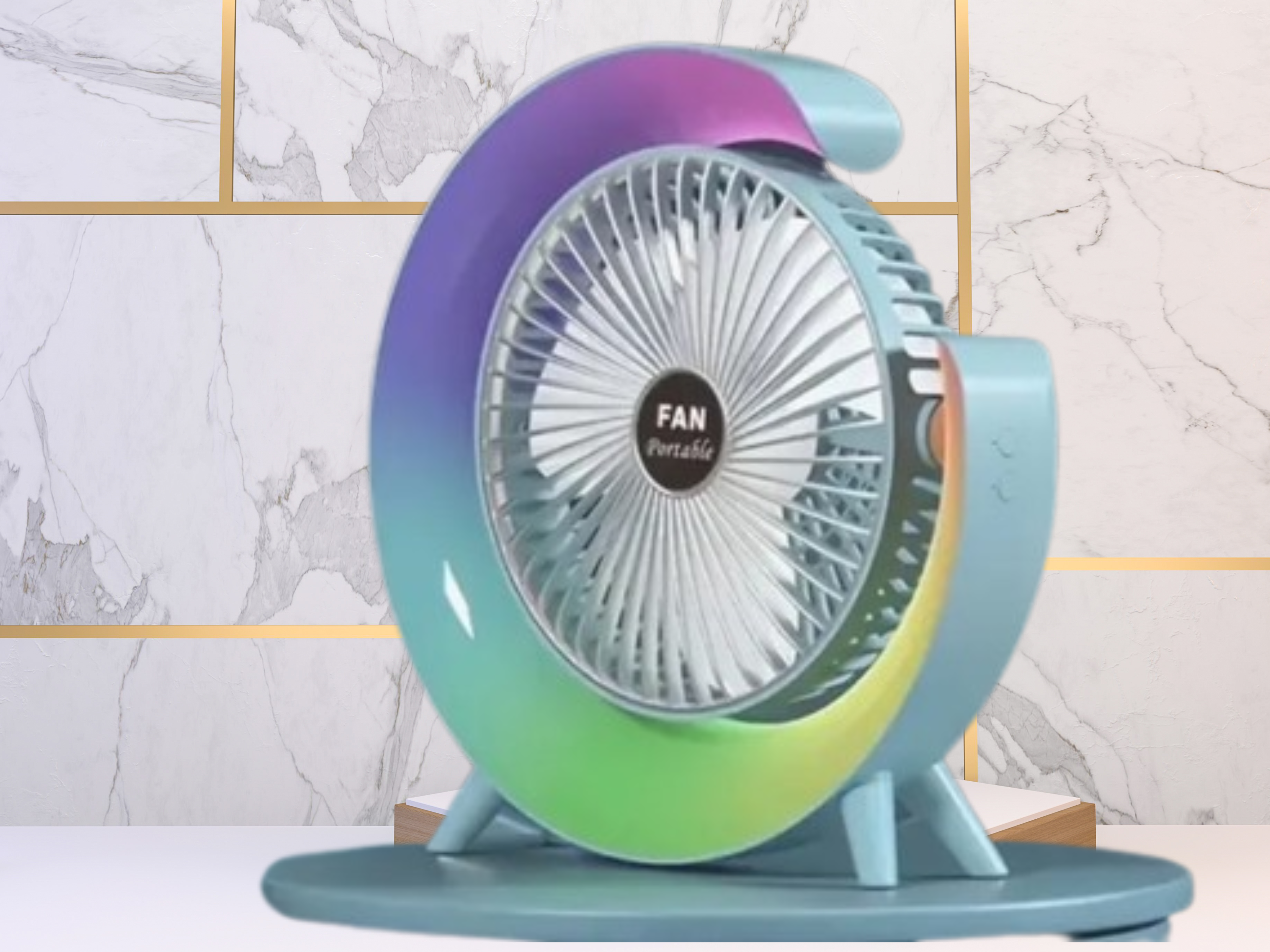 USB Rechargeable Desktop Fan with Colorful Light