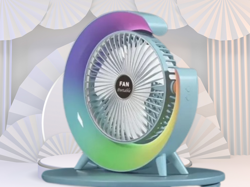 USB Rechargeable Desktop Fan with Colorful Light