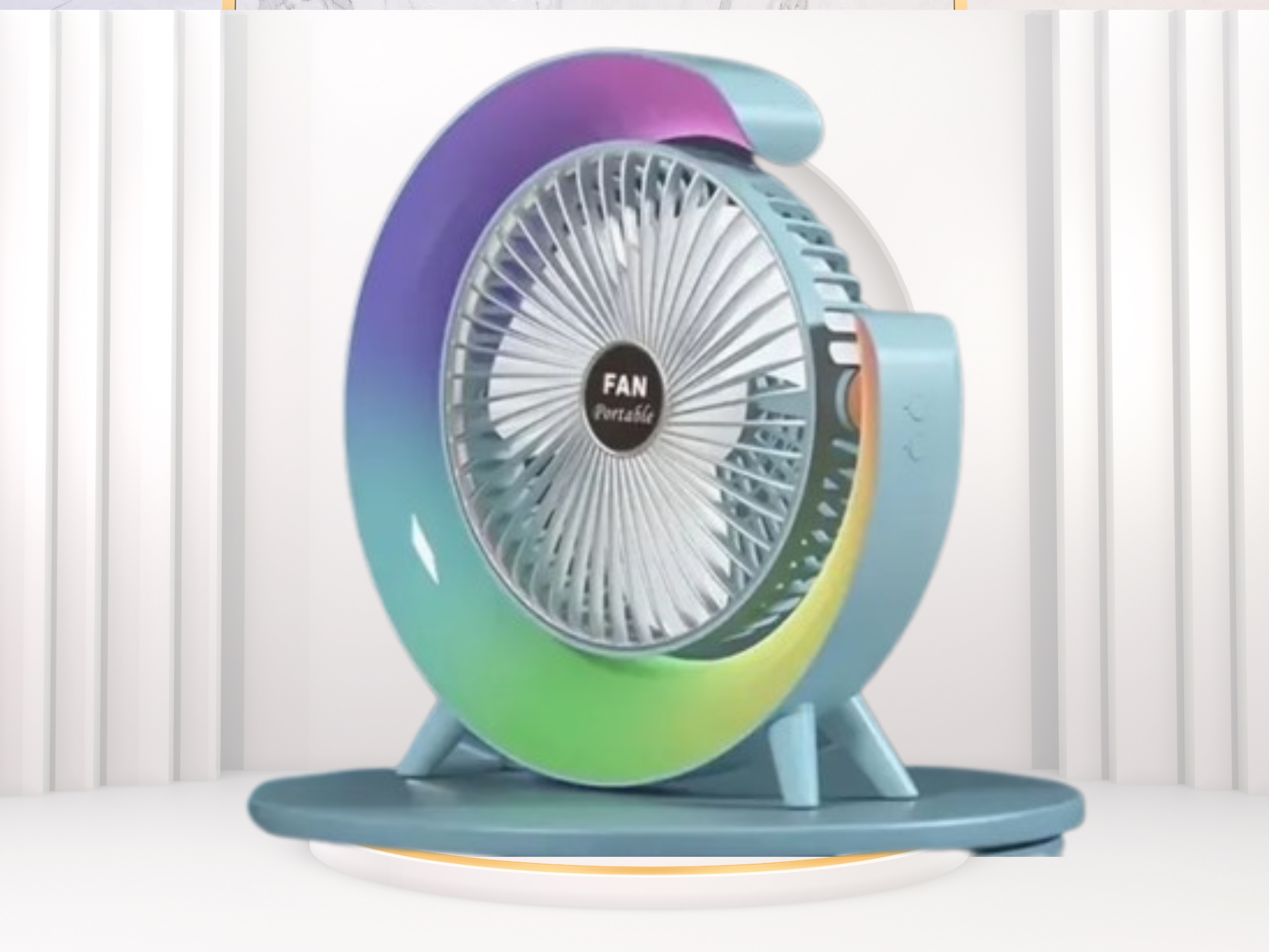 USB Rechargeable Desktop Fan with Colorful Light