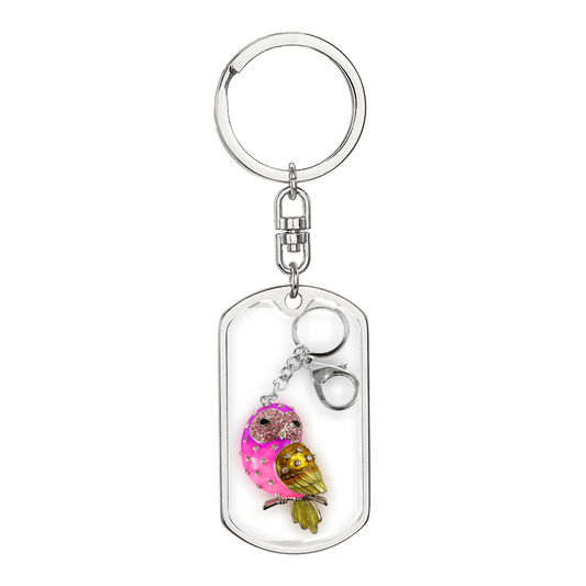 Custom Graphic  Tag Keychain  for Loved One surgical steel with an 18k patent-