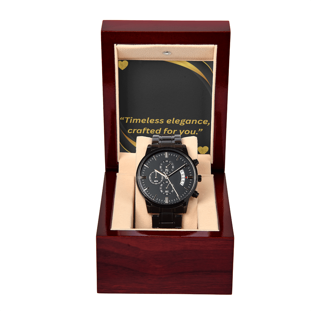 “Elegant Black Chronograph Watch – Thoughtful Gift for Special Men”