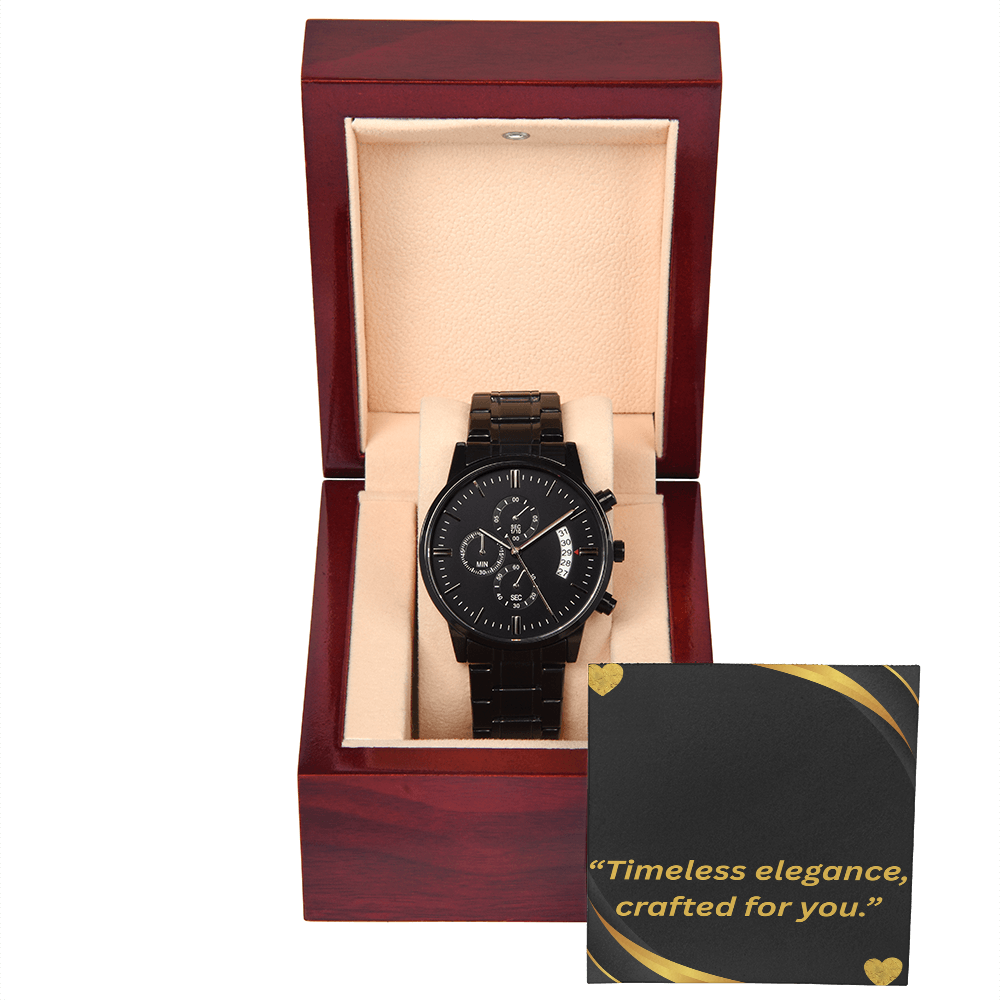 “Elegant Black Chronograph Watch – Thoughtful Gift for Special Men”