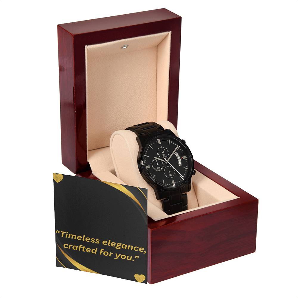 “Elegant Black Chronograph Watch – Thoughtful Gift for Special Men”
