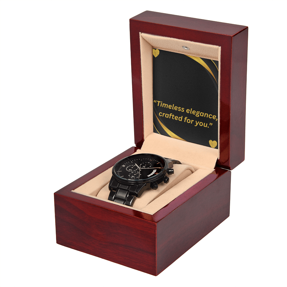“Elegant Black Chronograph Watch – Thoughtful Gift for Special Men”