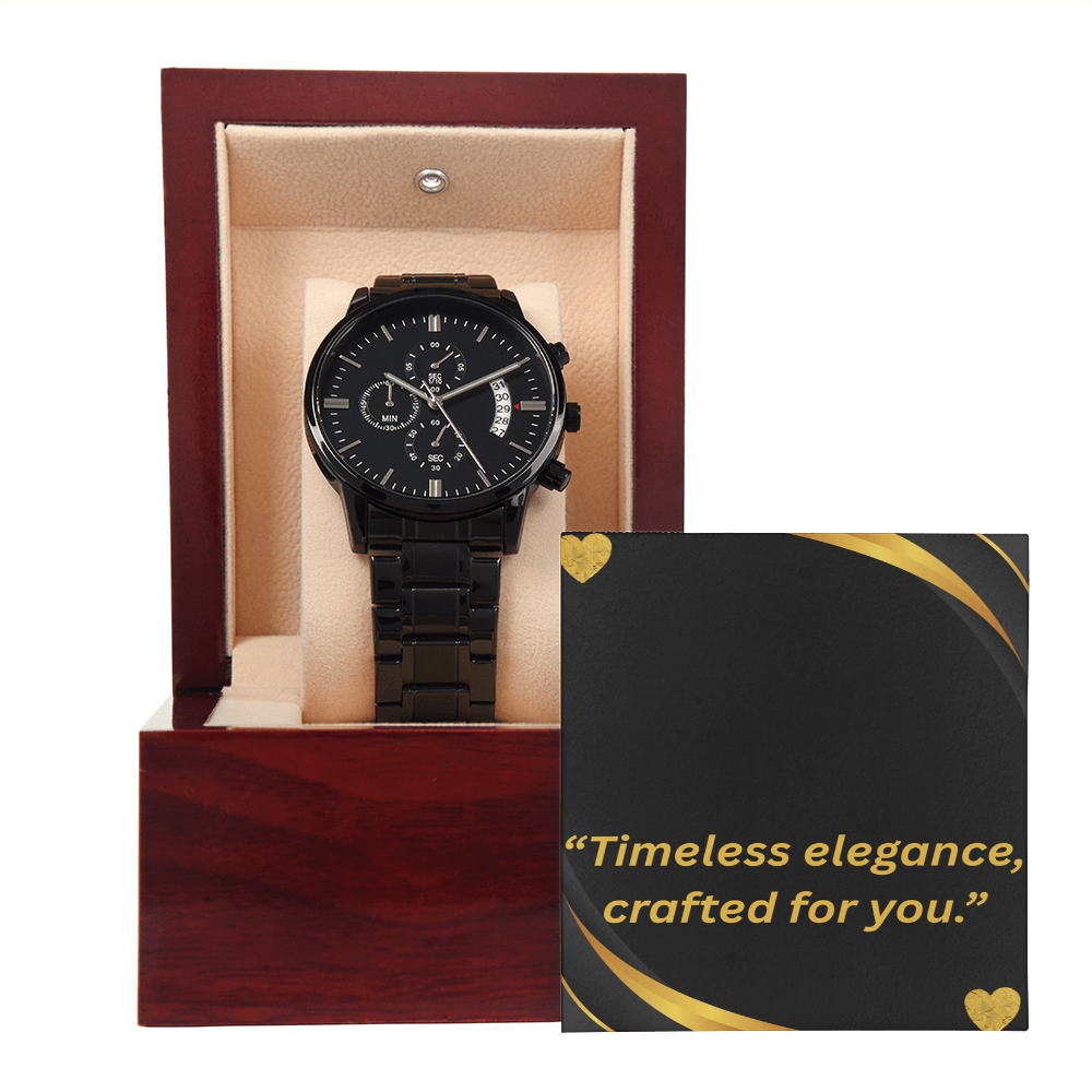 “Elegant Black Chronograph Watch – Thoughtful Gift for Special Men”